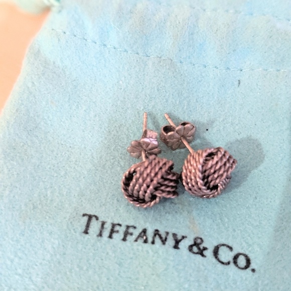 Tiffany Silver Knot Earrings - Picture 2 of 2